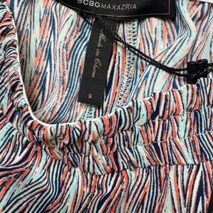 BCBGMaxAzria Blue and Orange Patterned Dress